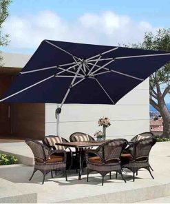Patio Umbrella Outdoor Rectangular Parasol Large Cantilever Windproof Offset Heavy Duty Sun Umbrella for Garden Deck Pool Navy Blue 9' X 11'