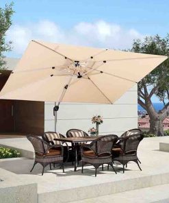 Patio Outdoor Rectangular Parasol Large Cantilever Windproof Offset Parasol Heavy Duty Sun Umbrella for Garden Deck Pool Patio, Beige 9' X 12'