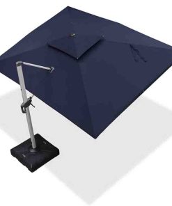 Patio Outdoor Rectangular Umbrella Large Cantilever Windproof Offset Parasol Heavy Duty Sun Umbrella for Garden Deck Pool Patio, Navy Blue 9' X 12'.
