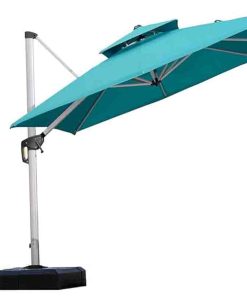 Patio 9 ft Outdoor Square Parasol Large Cantilever Windproof Offset Parasol Heavy Duty Umbrella for Garden Deck Pool Patio, Teal