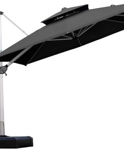Patio 9ft Outdoor Square Parasol Large Cantilever Windproof Offset Parasol Heavy Duty Parasol for Garden Deck Pool Patio Black