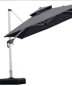 Patio 9 ft Outdoor Square Parasol Large Cantilever Windproof Offset Parasol Heavy Duty Parasol for Garden Deck Pool Patio Grey