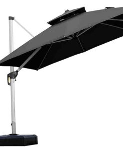Patio 10ft Outdoor Square Parasol Large Cantilever Windproof Offset Parasol Heavy Duty Umbrella for Garden Deck Pool Patio Black