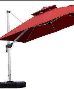 Patio 10ft Outdoor Square Parasol Large Cantilever Windproof Offset Parasol Heavy Duty Umbrella for Garden Deck Pool Patio Brick Red