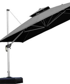 Patio Umbrella 11ft Double Top Luxury Square Offset Hanging Umbrella Outdoor Market Umbrella Garden Umbrella Black