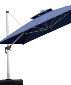 Patio Umbrella 11ft Double Top Luxury Square Offset Hanging Umbrella Outdoor Market Umbrella Garden Umbrella  Navy Blue