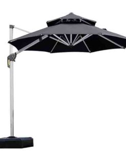 10ft Patio Outdoor Round Parasol Large Cantilever Windproof Offset Parasol Heavy Duty Sun Umbrella for Garden Deck Pool Patio, Grey