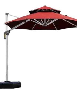 10ft Patio Outdoor Round Parasol Large Cantilever Windproof Offset Parasol Heavy Duty Sun Umbrella for Garden Deck Pool Patio Brick Red