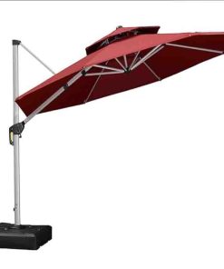 Patio Umbrella 12 Feet Double Top Round Deluxe Offset Hanging Umbrella Outdoor Market Umbrella Garden UmbrellaBrick Red